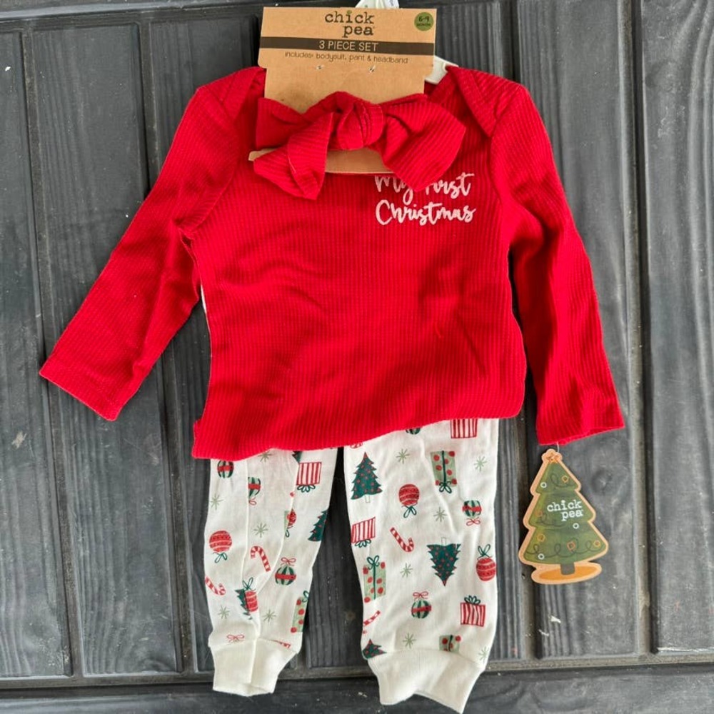 Chick Pea 1st Christmas outfit 3 Piece outfit size 6/9